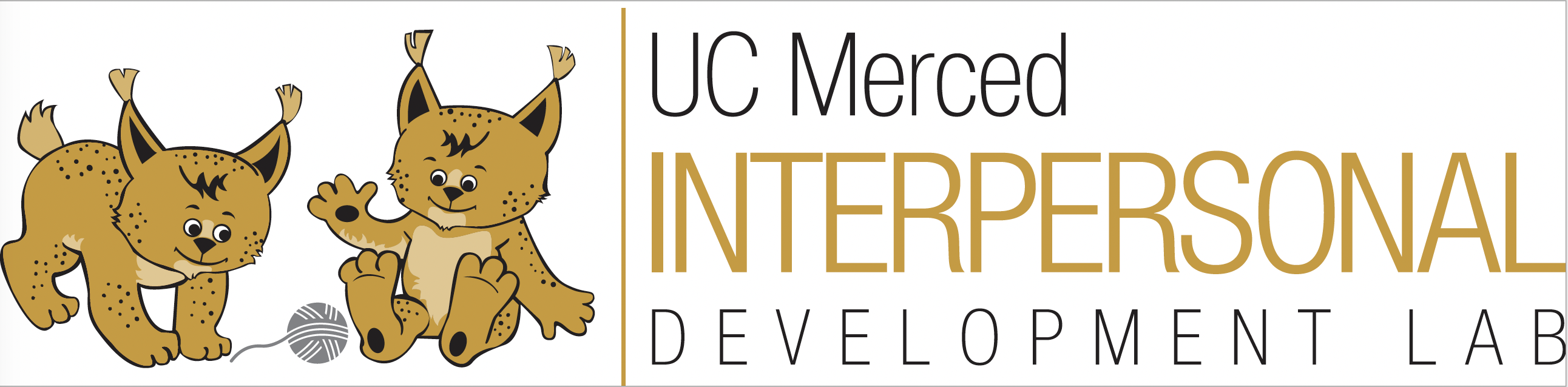 The logo for the Interpersonal Development Lab. It shows two baby bobcats playing together with a ball of string.